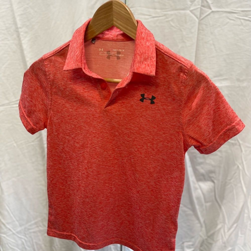 Under Armor Polo Youth Medium Red Light Heather